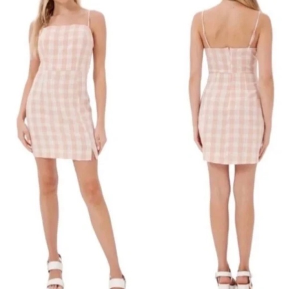 bp Dresses & Skirts - NEW BP Gingham Peach-White Plaid Mini Dress